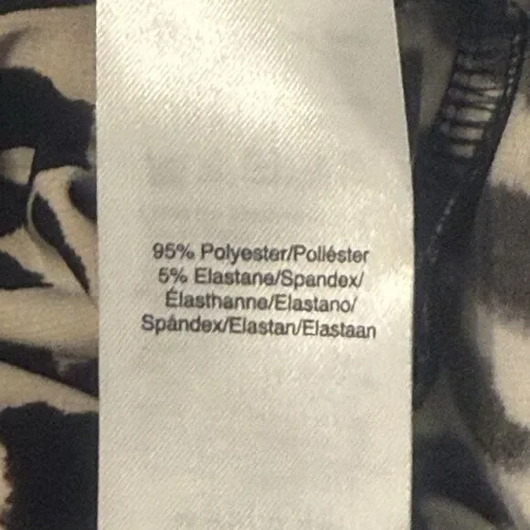 DKNY Shirt Women’s L Black Leopard Short Sleeve Wrap Top Blouse Ladies NWT - Picture 10 of 13